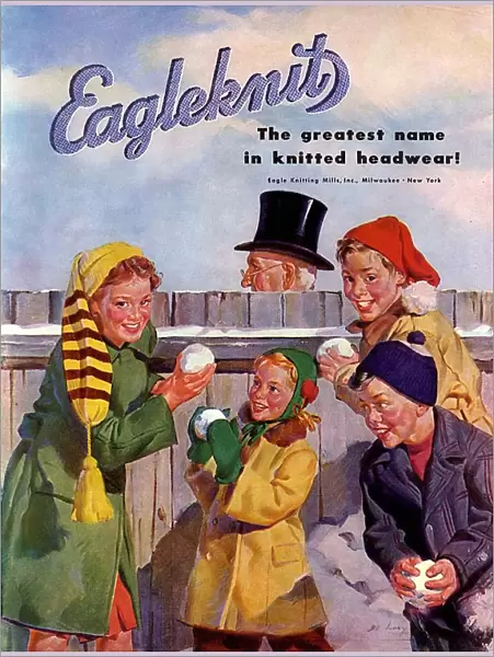 Eagleknit 1950s USA mcitnt childrens hats Eagle Knit snowballs Knitting Mills childrens