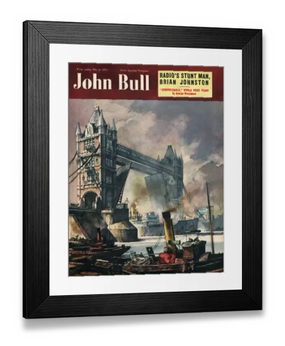 Framed Print : John Bull 1951 1950s UK tower bridge london ships nautical magazines Framed Print : John Bull 1951 1950s UK tower bridge london ships nautical magazines