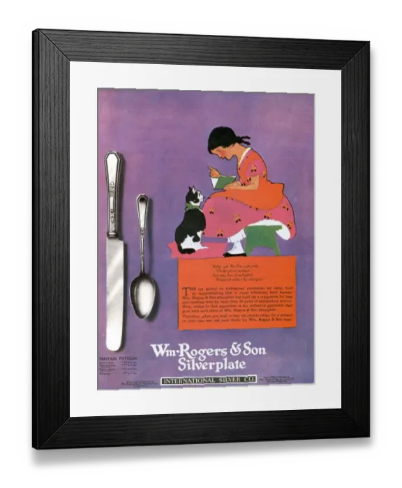 Framed Print : 1920s USA cutlery rogers cats Framed Print : 1920s USA cutlery rogers cats