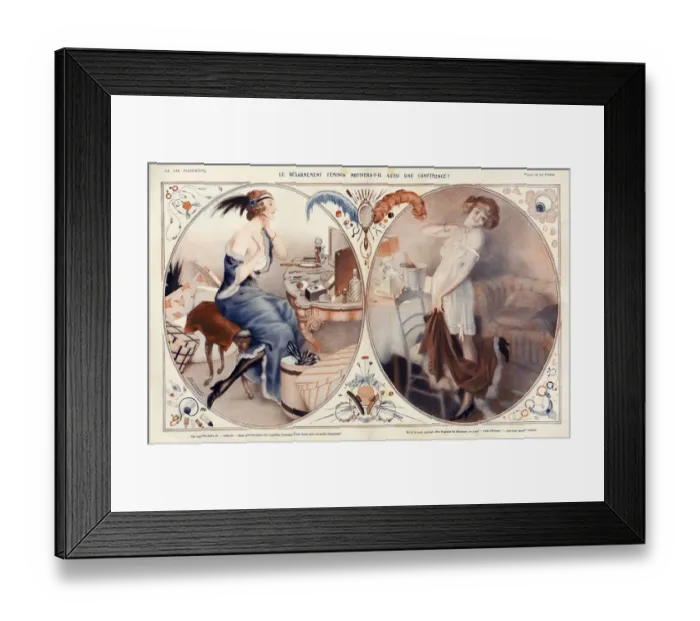 Framed Print : La Vie Parisienne 1922 1920s France Leo Fontan dressing tables make-up makeup applying
