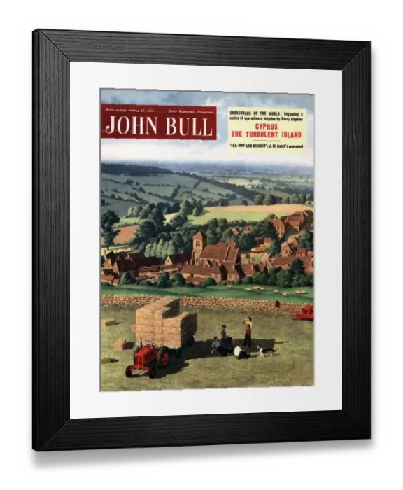 Framed Print : John Bull 1955 1950s UK farms farmers tractors magazines