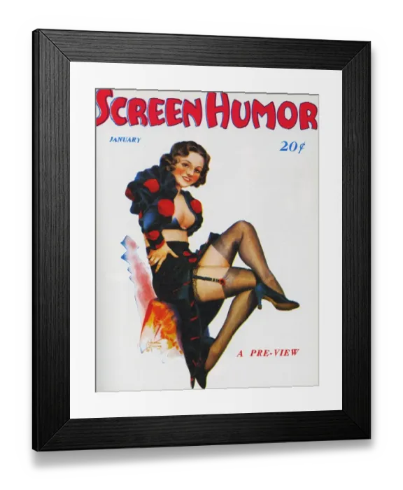 Framed Print : Screen Humor 1934 1930s USA magazines glamour erotica womens stockings suspender belts Framed Print : Screen Humor 1934 1930s USA magazines glamour erotica womens stockings suspender belts