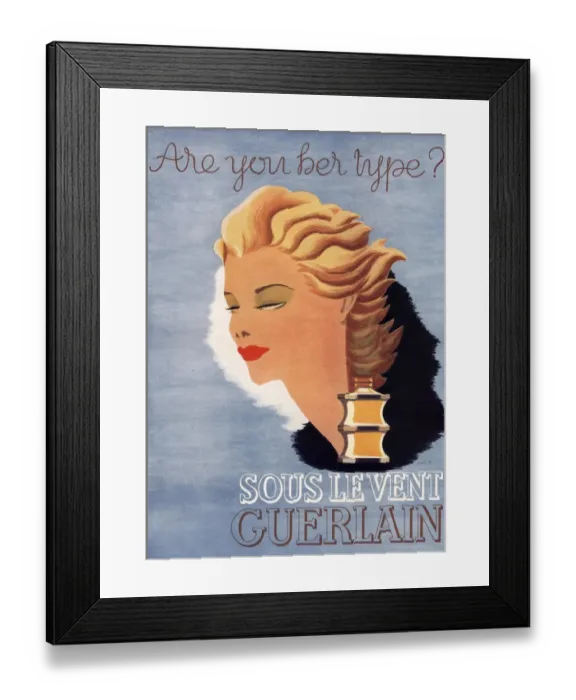 Framed Print : Guerlain 1937 1930s UK guerlain sous le vent womens Framed Print : Guerlain 1937 1930s UK guerlain sous le vent womens