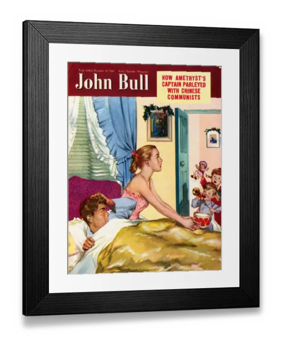 Framed Print : John Bull 1950s UK sleep noisy disasters waking up magazines sleeping