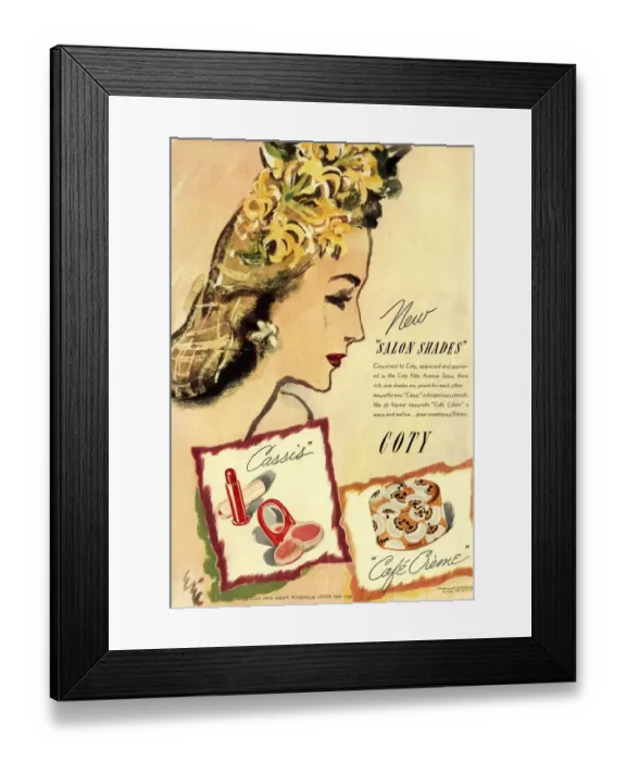 Framed Print : 1933 1930s USA coty make-up makeup lipsticks lipstick face powder Framed Print : 1933 1930s USA coty make-up makeup lipsticks lipstick face powder