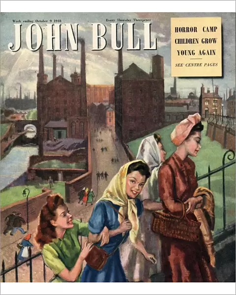 John Bull 1948 1940s UK factory, factories, woman at work magazines