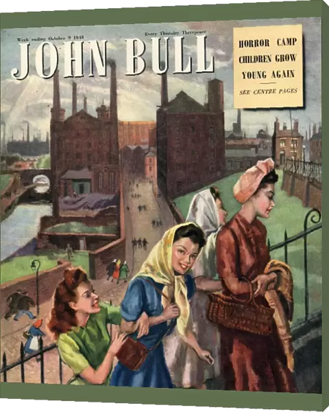 John Bull 1948 1940s UK factory, factories, woman at work magazines