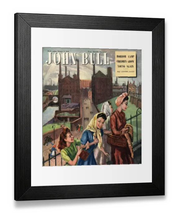 Framed Print : John Bull 1948 1940s UK factory, factories, woman at work magazines Framed Print : John Bull 1948 1940s UK factory, factories, woman at work magazines