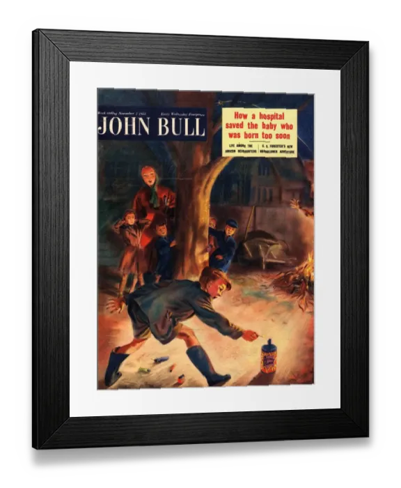 Framed Print : John Bull 1953 1950s UK guy fawkes fireworks magazines Framed Print : John Bull 1953 1950s UK guy fawkes fireworks magazines