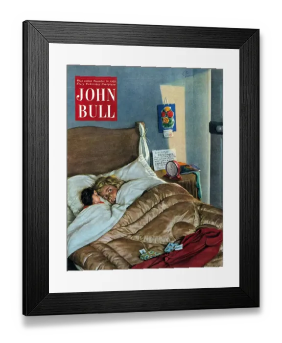 Framed Print : John Bull 1950s UK sleep bedtime magazines sleeping