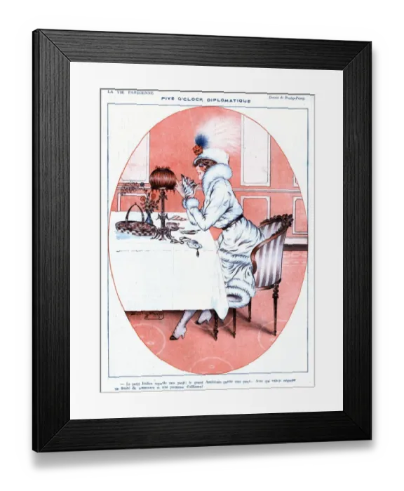 Framed Print : La Vie Parisienne 1919 1910s France glamour erotica reastaurants eating alone Framed Print : La Vie Parisienne 1919 1910s France glamour erotica reastaurants eating alone