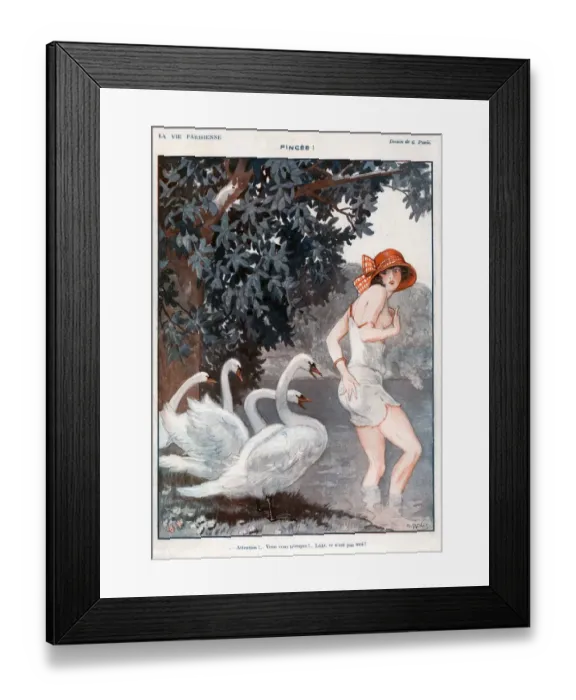 Framed Print : La Vie Parisienne 1923 1920s France Georges Pavis illustrations swans erotica
