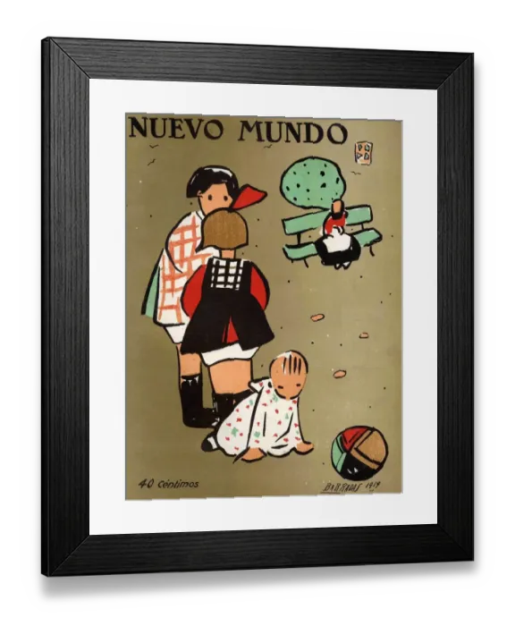 Framed Print : Nuevo Mundo 1919 1910s Spain cc magazines playing babies balls games childrens Framed Print : Nuevo Mundo 1919 1910s Spain cc magazines playing babies balls games childrens