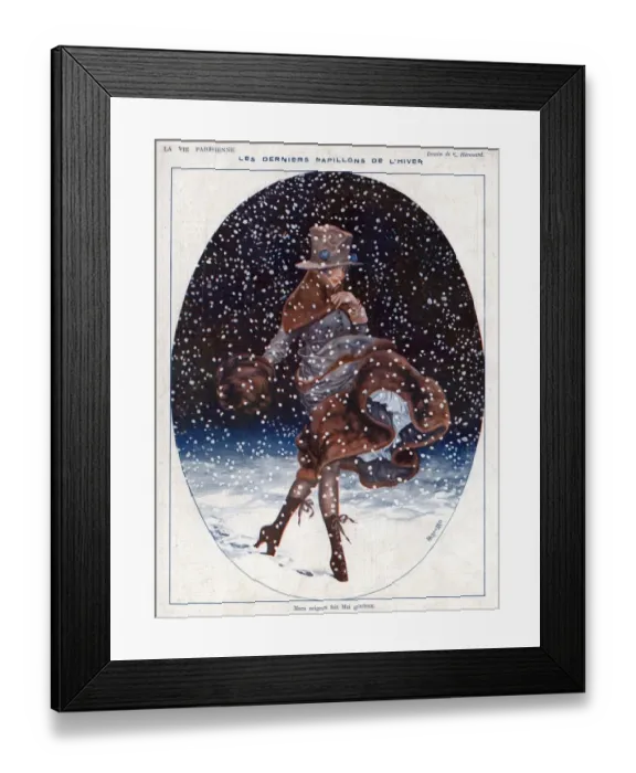 Framed Print : La Vie Parisienne 1918 1910s France C Herouard illustrations snow womens winter hats