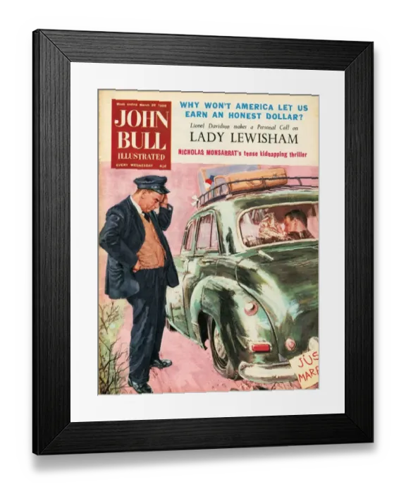 Framed Print : John Bull 1950s UK marriages disasters punctures flat tyres just married magazines cars Framed Print : John Bull 1950s UK marriages disasters punctures flat tyres just married magazines cars