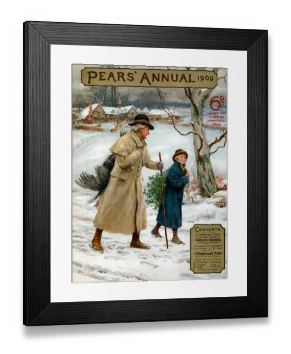 Framed Print : Pears Annual 1909 1900s UK cc turkeys holly winter snow fathers sons Framed Print : Pears Annual 1909 1900s UK cc turkeys holly winter snow fathers sons