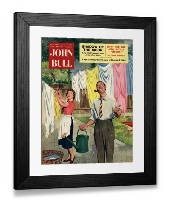 Framed Print : John Bull 1956 1950s UK washday washing lines housewife housewives magazines Framed Print : John Bull 1956 1950s UK washday washing lines housewife housewives magazines