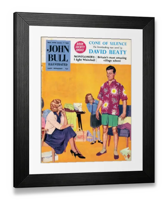 Framed Print : John Bull 1950s UK holidays mens disasters magazines clothing clothes
