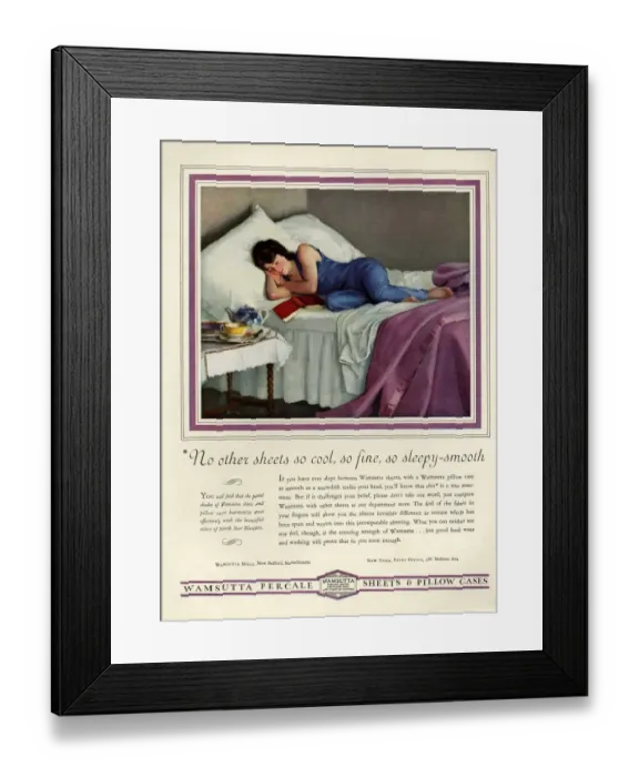 Framed Print : Wamsutta 1930s USA cc sleeping beds dreams sheets books Framed Print : Wamsutta 1930s USA cc sleeping beds dreams sheets books