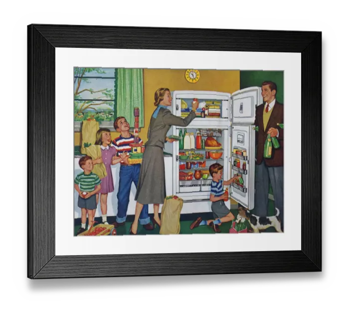 Framed Print : General Electric 1952 1950s USA fridges freezers housewife housewives woman women Framed Print : General Electric 1952 1950s USA fridges freezers housewife housewives woman women