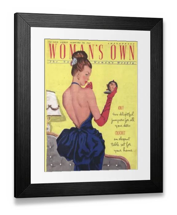 Framed Print : Womans Own 1947 1940s UK make-up makeup mirrors flirting magazines