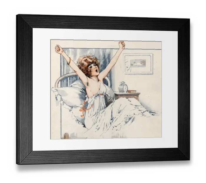 Framed Print : La Vie Parisienne 1919 1910s France Maurice Milliere waking up waking-up yawning Framed Print : La Vie Parisienne 1919 1910s France Maurice Milliere waking up waking-up yawning