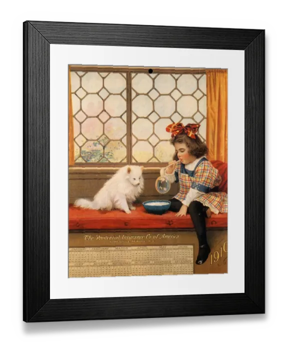 Framed Print : 1910s USA dogs prudential insurance calendars finance Framed Print : 1910s USA dogs prudential insurance calendars finance
