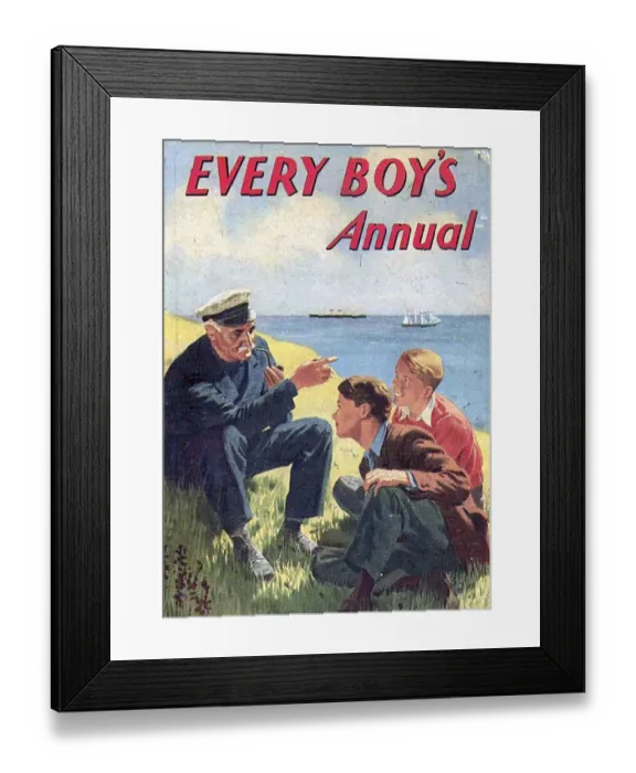 Framed Print : Every Boys Annual 1950s UK mcitnt boys fishermen stories listening sailors nautical