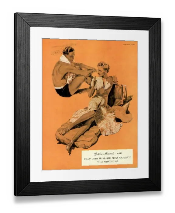Framed Print : Wills 1930s UK holidays cigarettes smoking gold flake