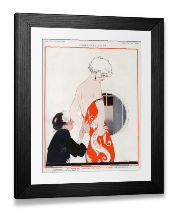 Framed Print : La Vie Parisienne 1924 1920s France Rene Vincent illustrations maids servants dressing Framed Print : La Vie Parisienne 1924 1920s France Rene Vincent illustrations maids servants dressing