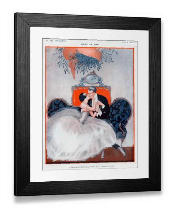 Framed Print : La Vie Parisienne 1923 1920s France Valdes illustrations kissing mistletoe mens Framed Print : La Vie Parisienne 1923 1920s France Valdes illustrations kissing mistletoe mens