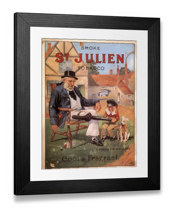 Framed Print : St Julien 1890s UK cigarettes smoking peg leg disabled wooden leg disabilities