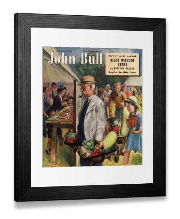 Framed Print : John Bull 1949 1940s UK villages fetes vegetables flowers show magazines horticulture