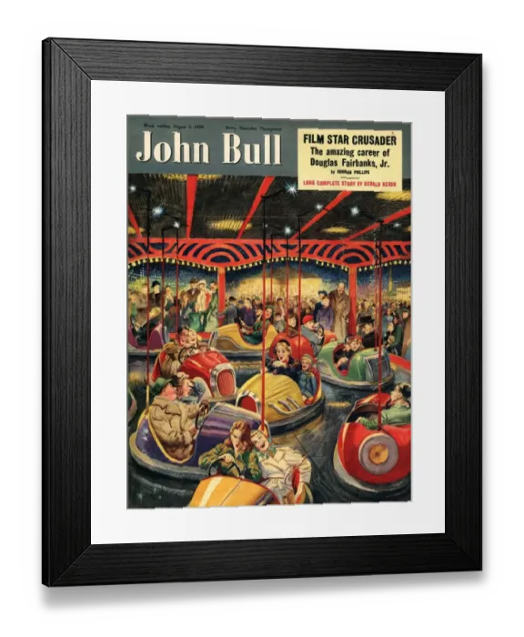 Framed Print : John Bull 1950 1950s UK fairgrounds funfairs dodgems magazines family