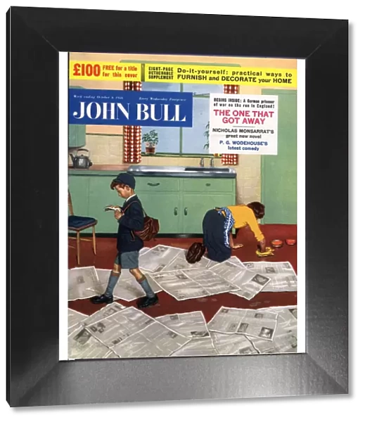 John Bull 1956 1950s UK cleaning housewives housewife scrubbing floors school uniforms