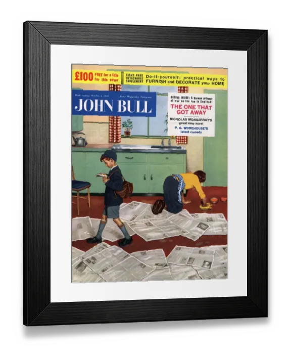Framed Print : John Bull 1956 1950s UK cleaning housewives housewife scrubbing floors school uniforms Framed Print : John Bull 1956 1950s UK cleaning housewives housewife scrubbing floors school uniforms
