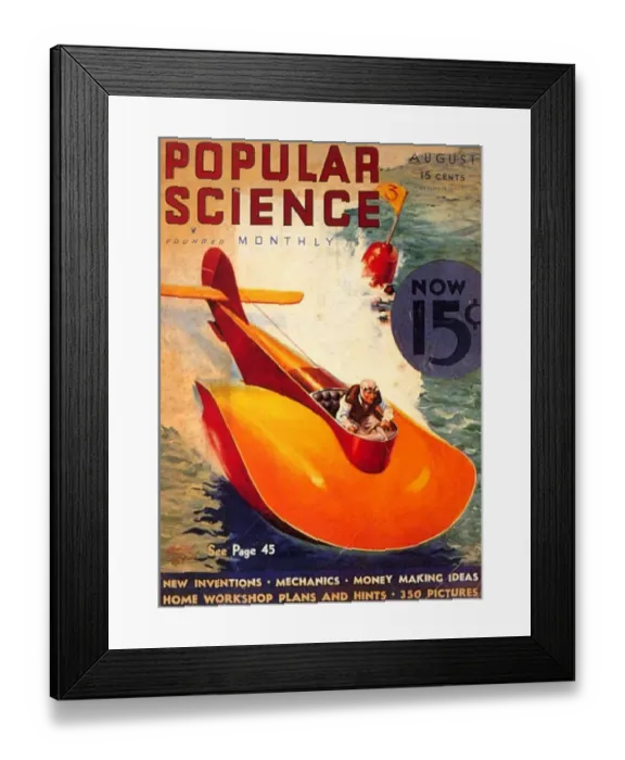 Framed Print : Popular Science 1930s USA visions of the future aeroplanes boats futuristic magazines