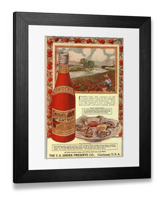 Framed Print : 1900s USA tomato sauce catsup sniders oysters tomatoes Framed Print : 1900s USA tomato sauce catsup sniders oysters tomatoes