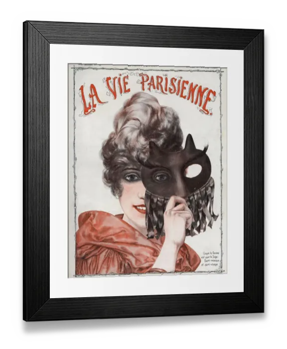 Framed Print : La vie Parisienne 1920 1920s France magazines womens portraits masks illustrations Framed Print : La vie Parisienne 1920 1920s France magazines womens portraits masks illustrations