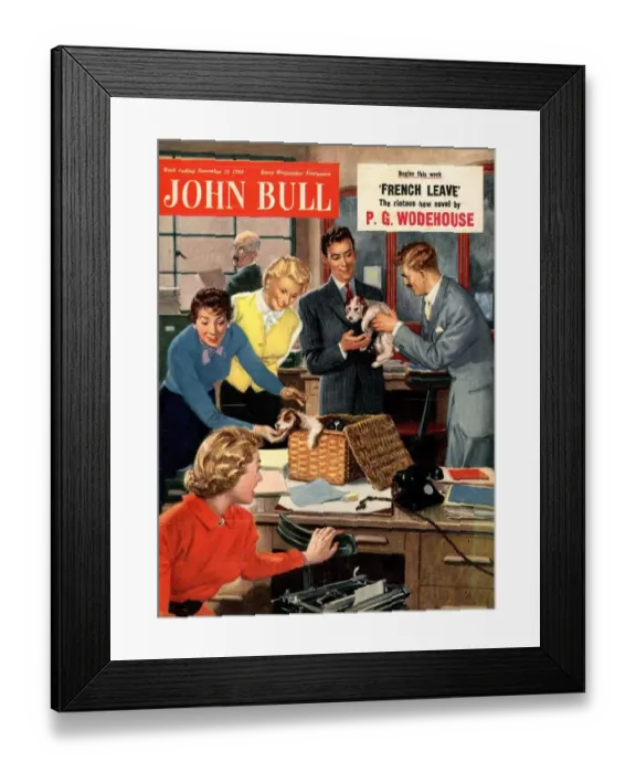 Framed Print : John Bull 1955 1950s UK dogs puppies pets magazines puppys Framed Print : John Bull 1955 1950s UK dogs puppies pets magazines puppys