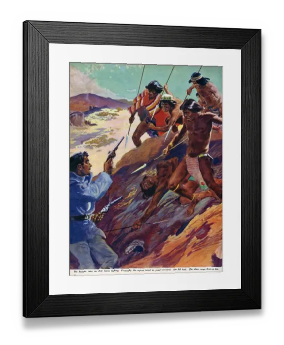Framed Print : John Bull 1953 1950s UK womens story illustrations natives fighting fights native Framed Print : John Bull 1953 1950s UK womens story illustrations natives fighting fights native