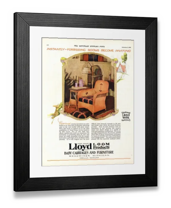 Framed Print : 1929 1920s USA lloyd loom furniture interiors Framed Print : 1929 1920s USA lloyd loom furniture interiors