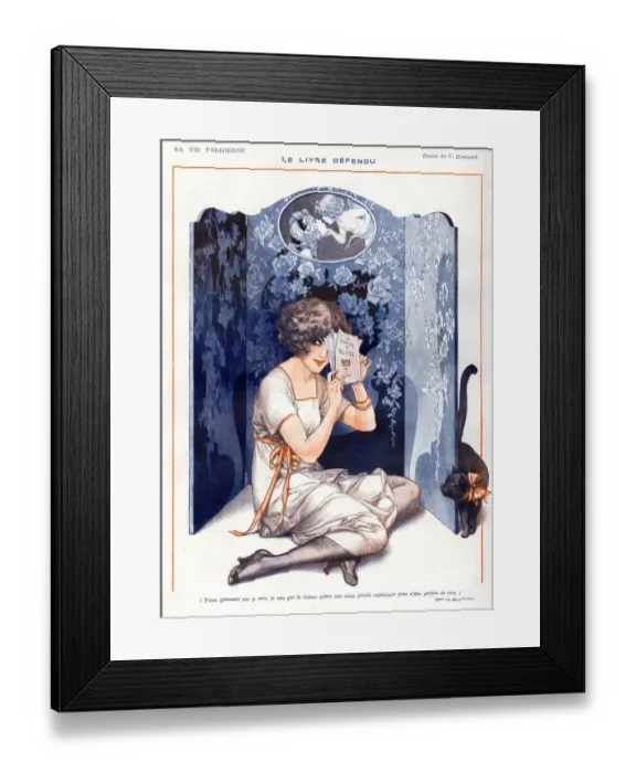 Framed Print : La Vie Parisienne 1919 1910s France C Herouard illustrations screens books cats book