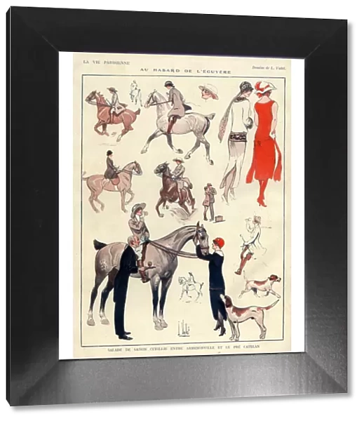 La Vie Parisienne 1920s France L Vallet illustrations woman women riding horses fox