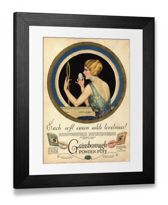 Framed Print : 1910s USA pampering make-up makeup gainsborough face powder Framed Print : 1910s USA pampering make-up makeup gainsborough face powder