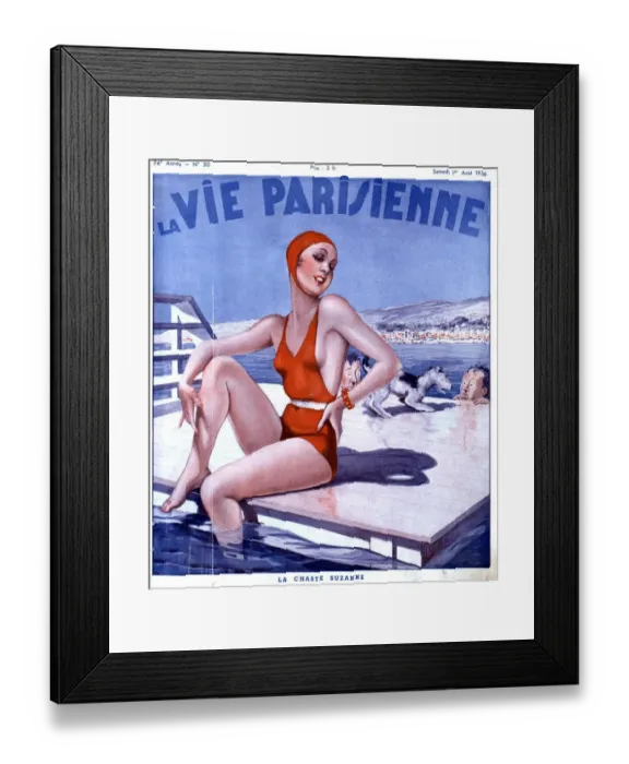 Framed Print : La Vie Parisienne 1936 1930s France magazines glamour womens bathing swimming costumes