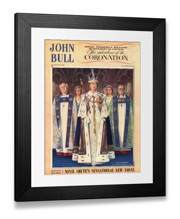 Framed Print : John Bull 1953 1950s UK coronation queens elizabeth magazines Framed Print : John Bull 1953 1950s UK coronation queens elizabeth magazines