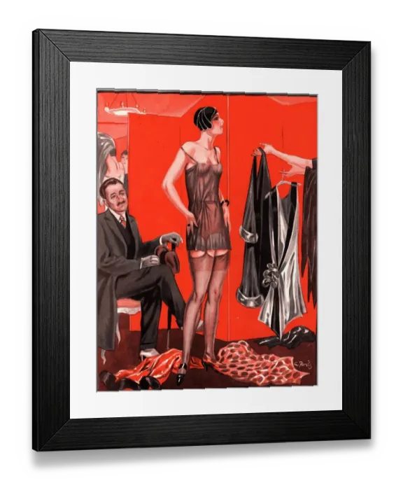 Framed Print : Le Sourire 1920s France erotica sales womens underwear Framed Print : Le Sourire 1920s France erotica sales womens underwear