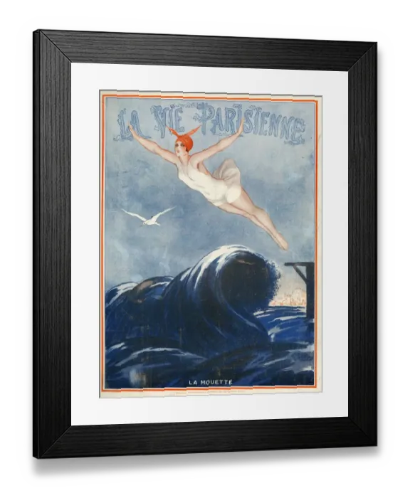 Framed Print : La vie Parisienne 1923 1920s France Vald es magazines illustrations womens swimming