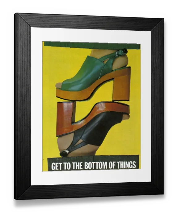 Framed Print : Tempos 1973 1970s USA platform shoes womens platform platforms bkpl Framed Print : Tempos 1973 1970s USA platform shoes womens platform platforms bkpl